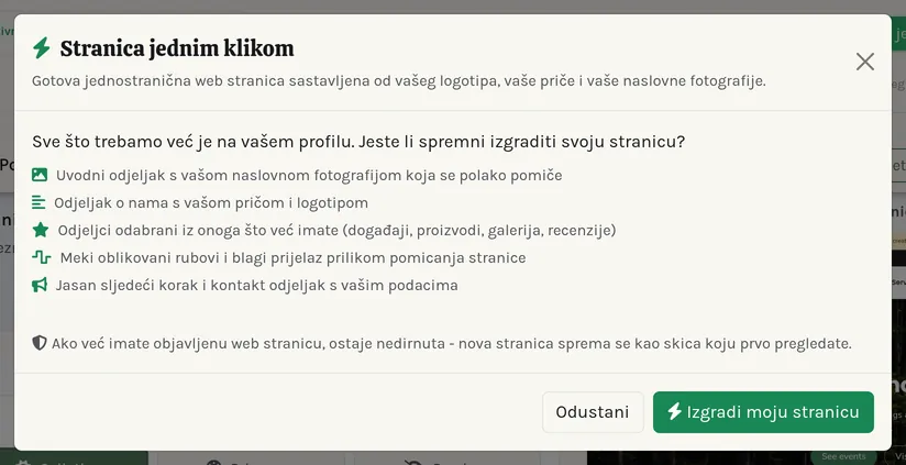 Dijalog One-Click Page.